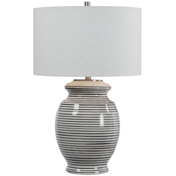 Marisa Brushed Nickel and Off-White Table Lamp, image 1