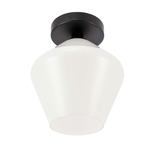 Gene Black Eight-Inch One-Light Flush Mount with Frosted White Glass, image 6