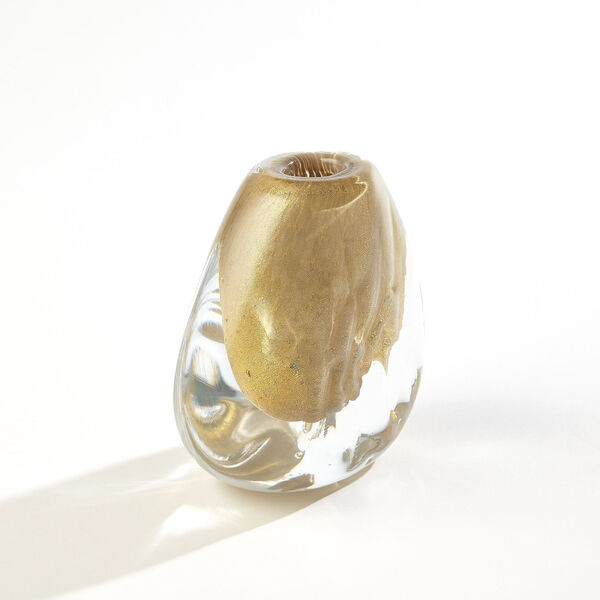 Gold and Clear Conical Vase, image 6