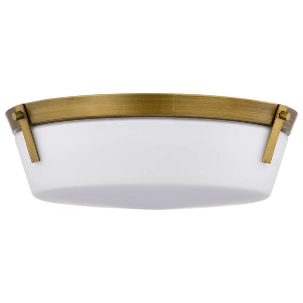 Rowen Natural Brass Three-Light Flush Mount with Etched White Glass, image 5