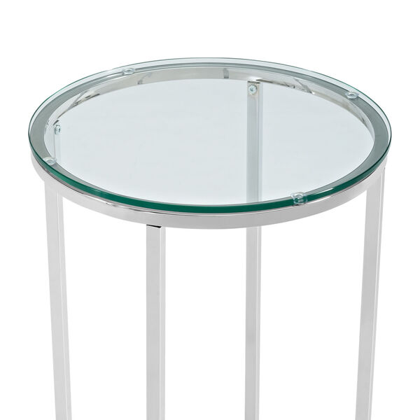 Glass and Chrome Round Side Table, image 3