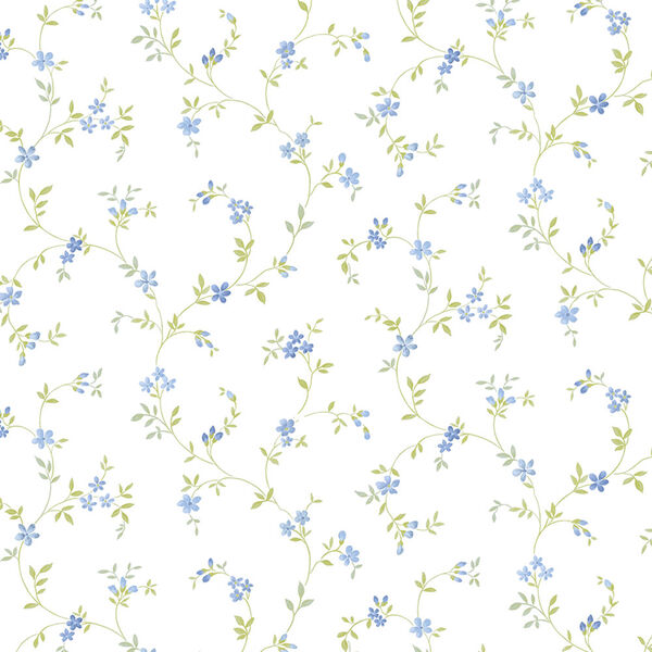 Seed Trail Blue and Green Floral Wallpaper, image 1