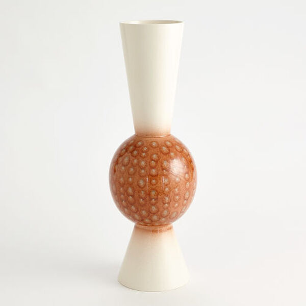 White and Brown Sunset Dots Low Orb Vase, image 1