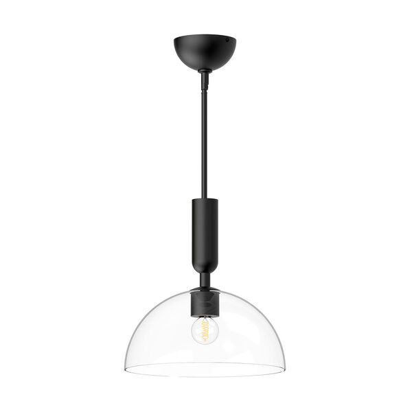 Jude Matte Black One-Light Pendant with Clear Glass, image 1