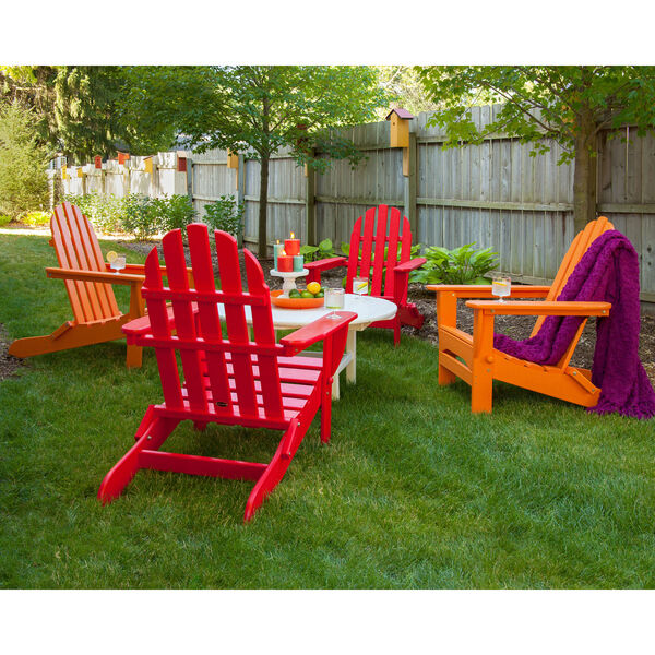 Classic Sunset Red and Tangerine Adirondack Five Piece Conversation Seating Set, image 2