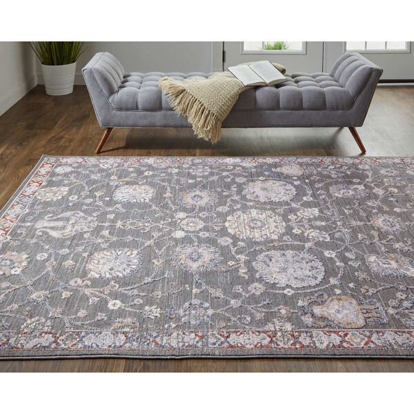 Thackery Gray Ivory Red Area Rug, image 4