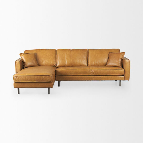 DArcy Tan Leather RIGHT Chaise Sectional Sofa, image 2