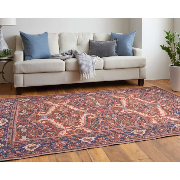Rawlins Eclectic Red Tan Blue Area Rug, image 4