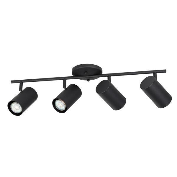 Calloway Structured Black Four-Light LED Fixed Track Light with Metal Cylinder Shades, image 1