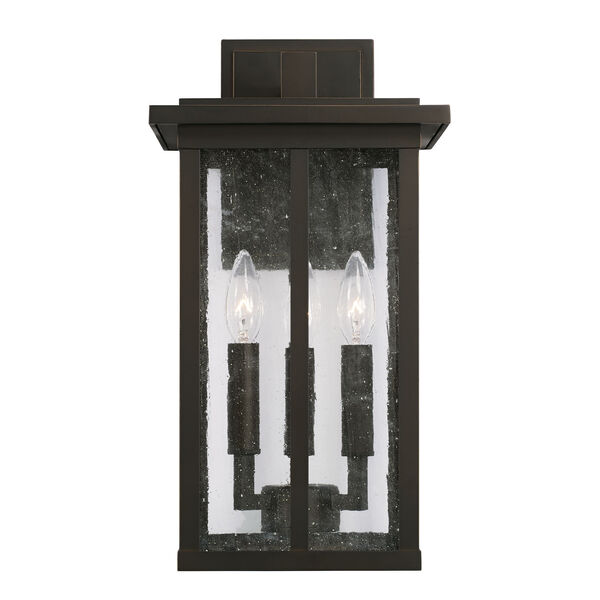 Barrett Oiled Bronze Three-Light Outdoor Wall Lantern with Antiqued Glass, image 2