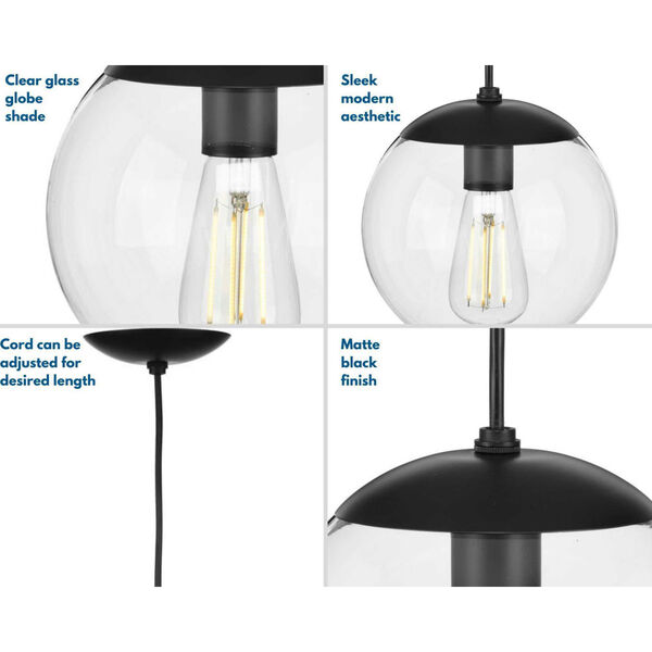 P500309-031: Atwell Matte Black One-Light Mini Pendant with Clear Glass, image 3