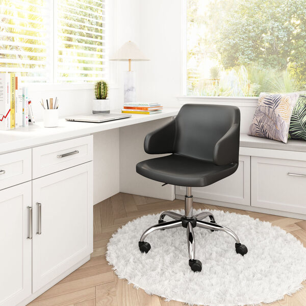 Designer Black and Silver Office Chair, image 2
