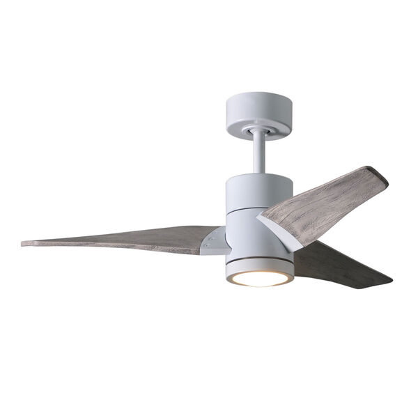 Super Janet Gloss White 42-Inch LED Ceiling Fan with Barnwood Tone Blades, image 1