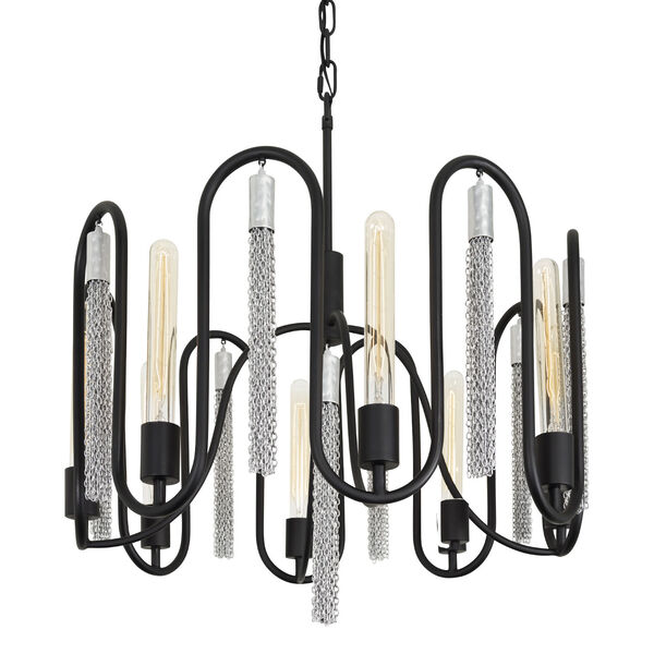 Darden Matte Black and Painted Chrome Eight-Light Pendant, image 3