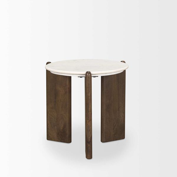 Rumer Dark Brown Wood With White Marble Side Table, image 2