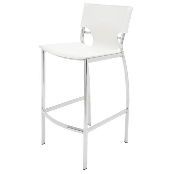 Lisbon White and Silver Counter Stool, image 1