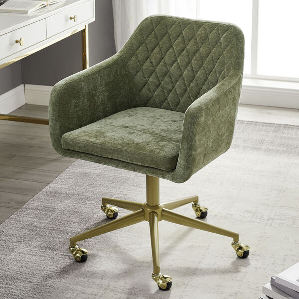 Imogen Green and Gold Quilted Office Chair, image 3