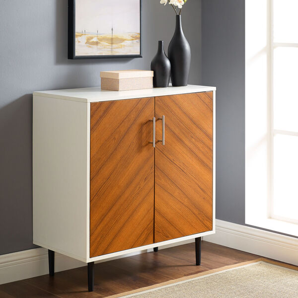 Hampton Solid White and Brown Accent Cabinet, image 2