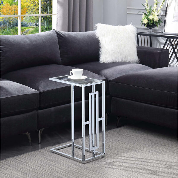 Town Square Clear Glass and Chrome 10-Inch End Table, image 1