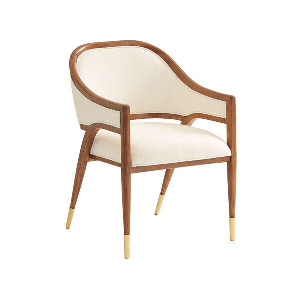 Palm Desert Tan and White Jameson Upholstered Arm Chair, image 1