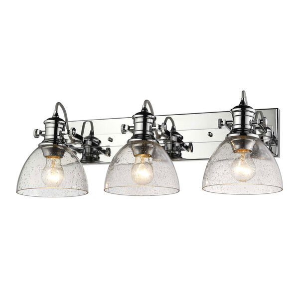 Hines Chrome Three-Light Semi-Flush Mount With Seeded Glass, image 3