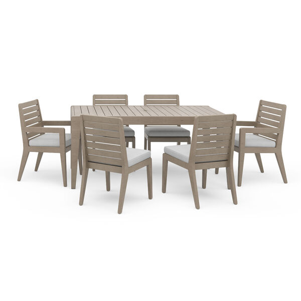 Sustain Rattan and Gray Outdoor Dining Set with Arm and Armless Chairs, 7-Piece, image 1