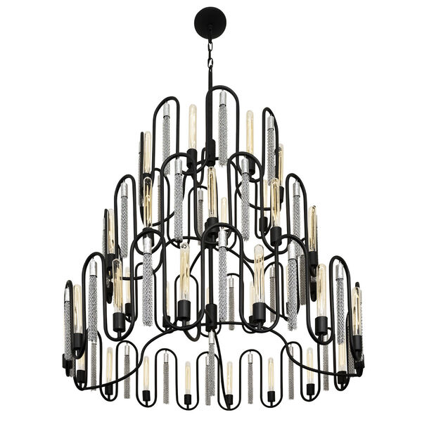 Darden Matte Black and Painted Chrome 36-Light 3 Tier Chandelier, image 4
