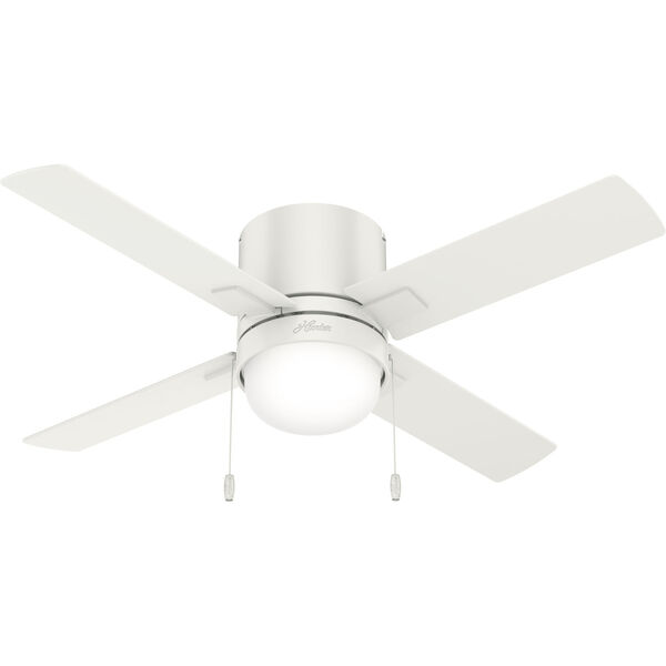 Minikin Fresh White 44-Inch Low Profile Ceiling Fan with LED Light Kit and Pull Chain, image 1