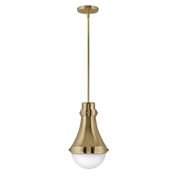 Oliver Bright Brass One-Light Mini Pendant With Etched Opal Glass, image 2
