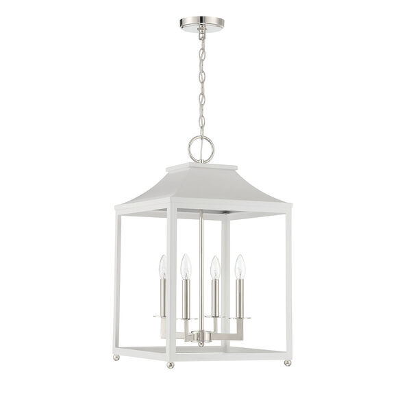 Belmont White with Polished Nickel Four-Light Pendant, image 2
