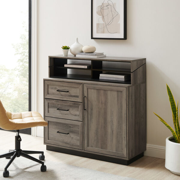 Ravi Three-Drawer Wood Secretary Desk, image 3