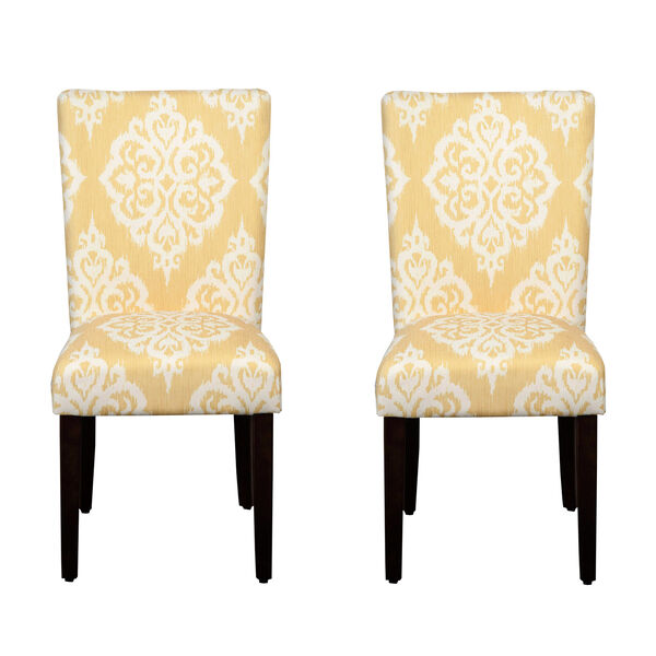 Parsons Chair, Yellow and White, Set of Two, image 1