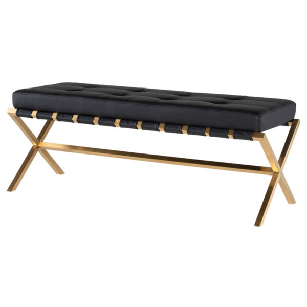 Auguste Matte Black and Gold Bench, image 1