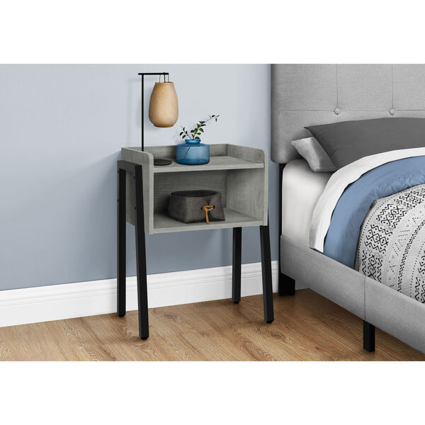 Gray and Black End Table with Open Shelf, image 3