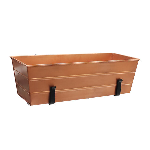 Copper Plated 24-Inch Flower Box with Clamp-On Bracket, image 1