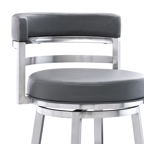 Madrid Gray and Stainless Steel 26-Inch Counter Stool, image 4