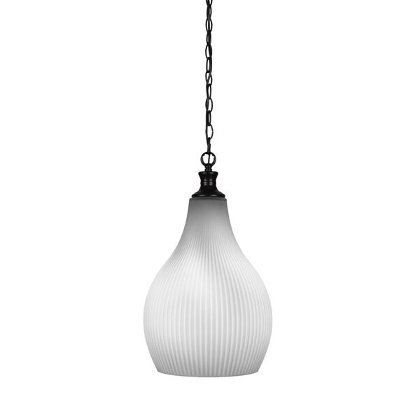 Carina Matte Black One-Light 21-Inch Chain Hung Pendant with Opal Frosted Glass, image 1