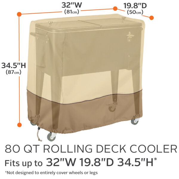 Ash Beige and Brown Patio Rolling Deck Cooler Cover, image 4
