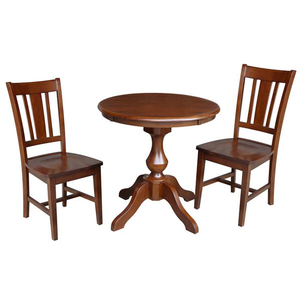Espresso 30-Inch Round Pedestal Table with Chairs, 3-Piece, image 1