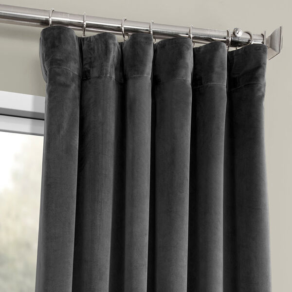 Pepper Grey Heritage Plush Velvet Curtain Single Panel, image 2