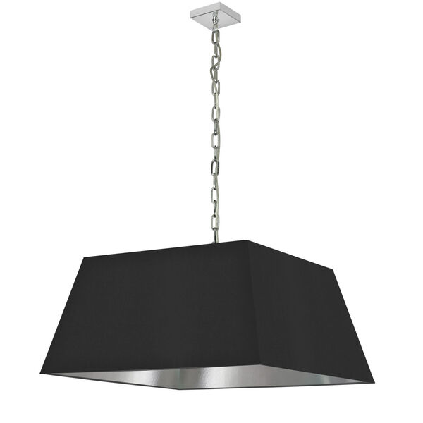 Milano Polished Chrome One-Light Large Pendant with Black and Silver Shade, image 1