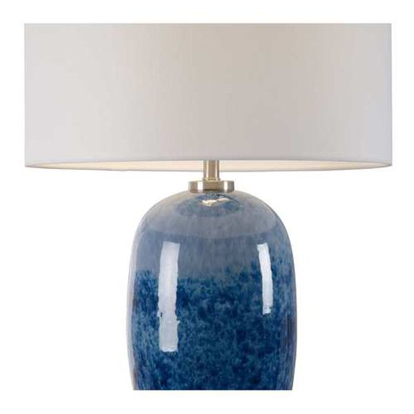 Blue Satin Nickel and White One-Light Table Lamp, image 2