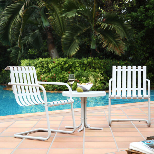 Gracie Alabaster White Three Piece Metal Outdoor Conversation Seating Set, image 2