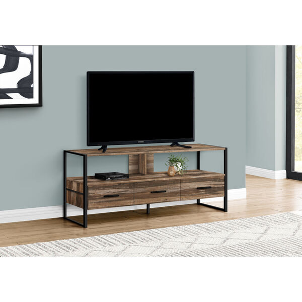 Brown and Black TV Stand with Three Drawers, image 2