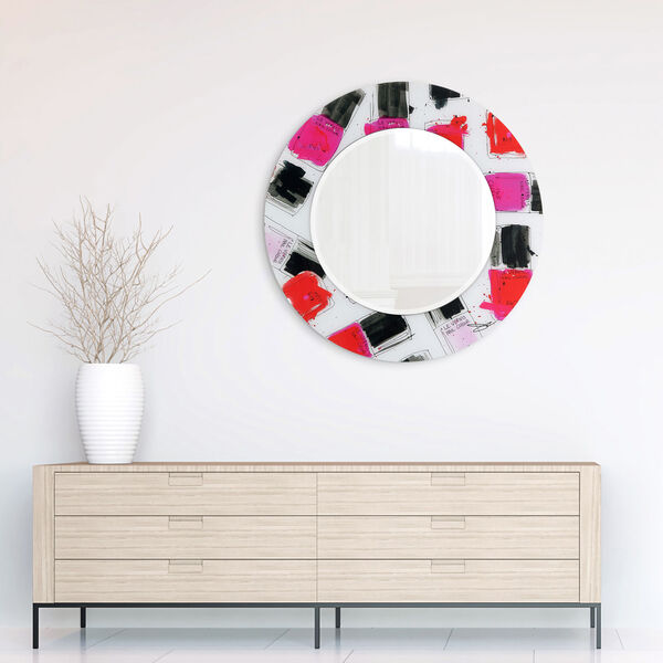 Candy Red 36 x 36-Inch Round Beveled Wall Mirror, image 4