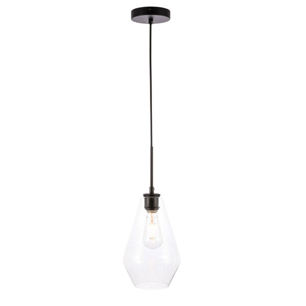 Gene Black Seven-Inch One-Light Mini Pendant with Clear Glass, image 1