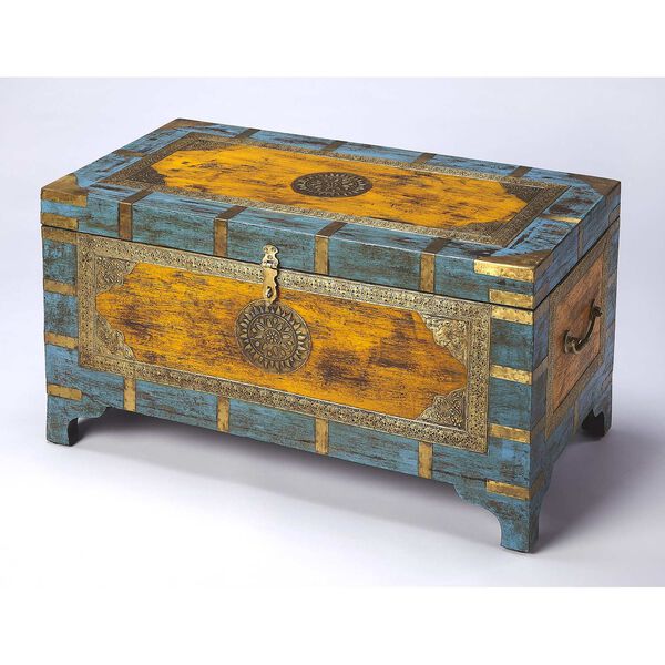 Nador Painted Brass Inlay Storage Trunk, image 1