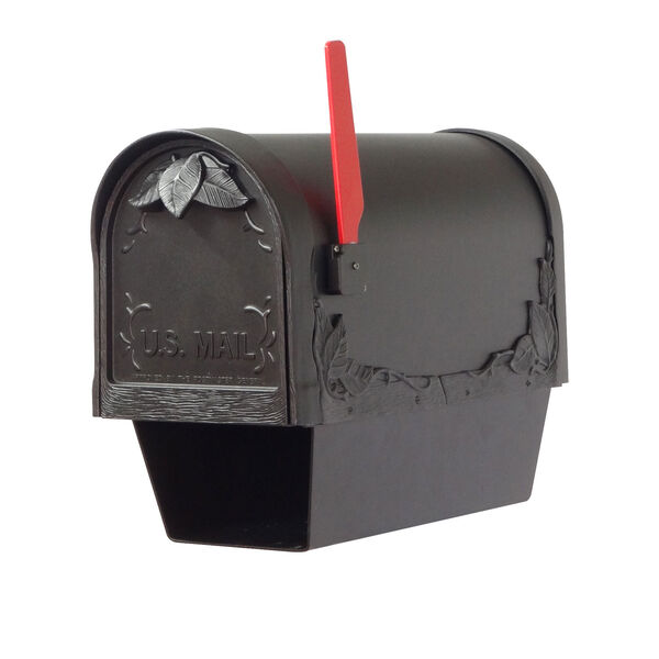 Floral Curbside Mailbox with Newspaper Tube and Albion Mailbox Post in Black, image 5