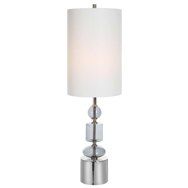 Stratus Gray and Polished Nickel Glass Buffet Lamp, image 1