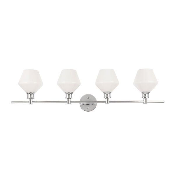 Gene Chrome Four-Light Bath Vanity with Frosted White Glass, image 3